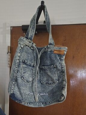 Women's Washed Denim Shoulder Bag - Blue